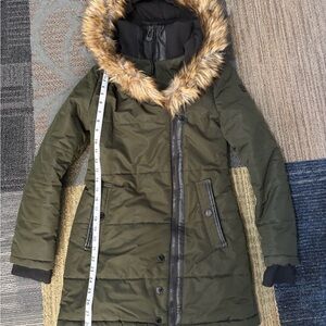 Noize Olive Puffer Jacket with Faux Fur